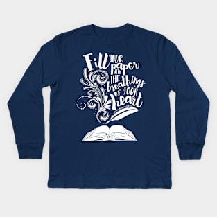 Fill Your Paper in Navy Kids Long Sleeve T-Shirt